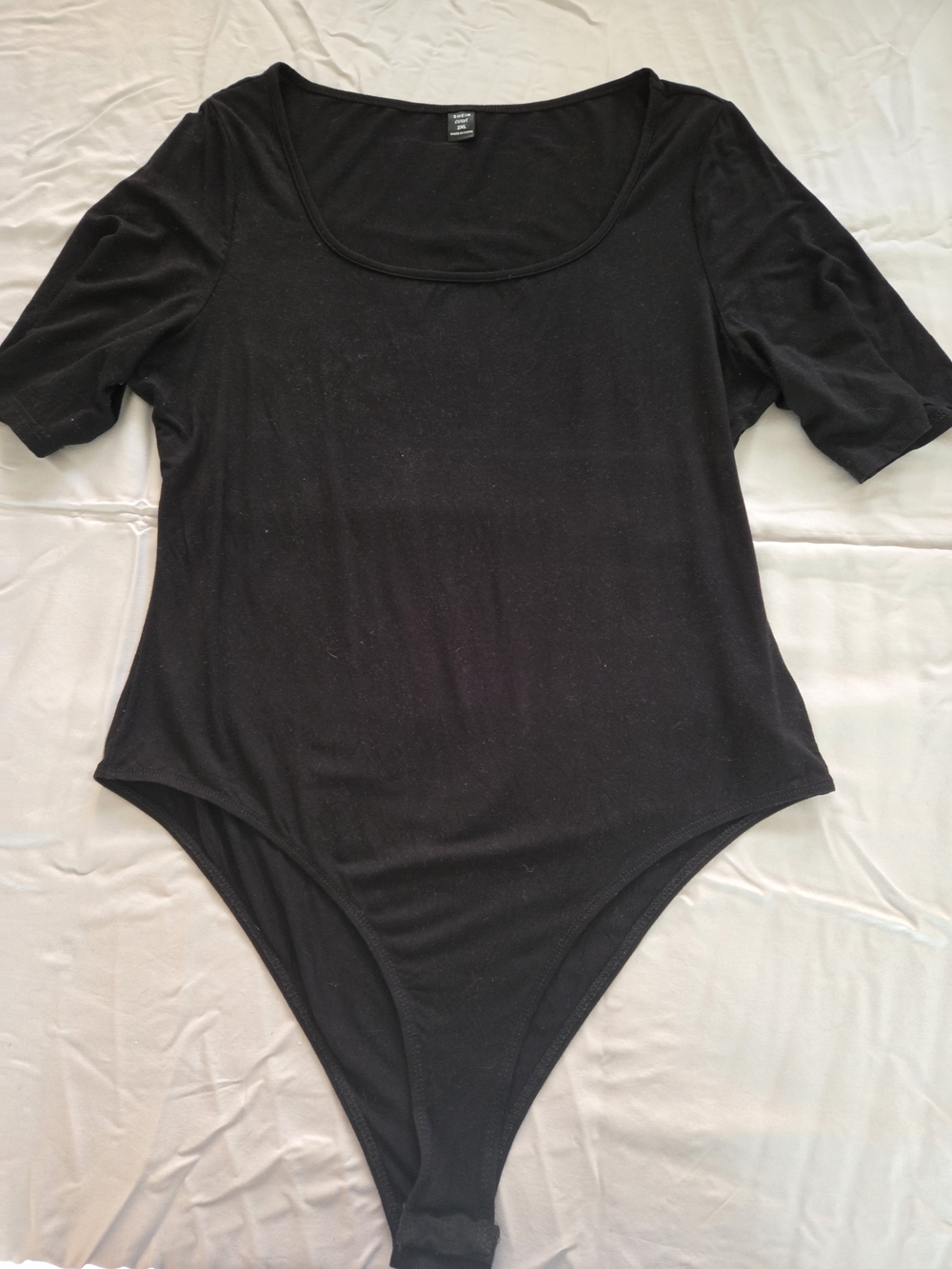 SHEIN Black Scoop Neck Curve Bodysuit 2XL